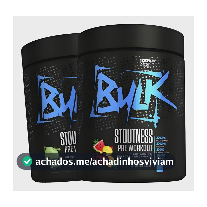 Pré Treino Stoutness Bulk Nutrition 300g Kit Com 2 Unidades Maçã Verde E Frutas Vermelhas