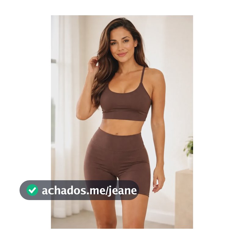 Conjunto Fitness Feminino Fv  Top E Short Marrom Liso M