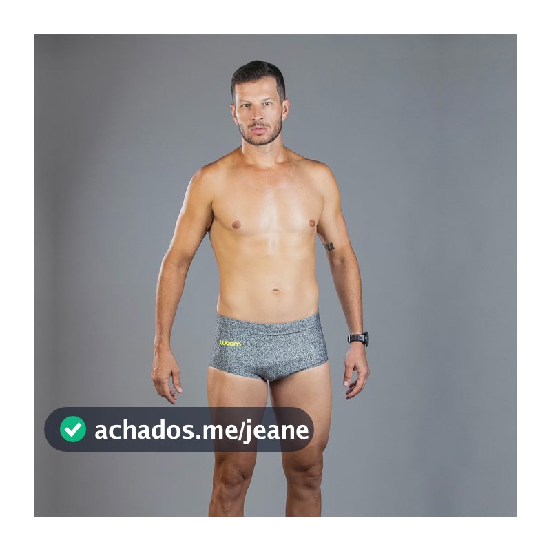 Sunga Natação Masculina Woom Praia Piscina Treino Grigio P