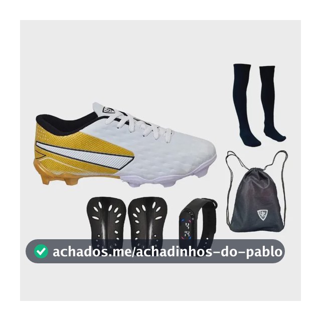Kit Chuteira Campo Impactor + Meião Bolsa Caneleira Relógio