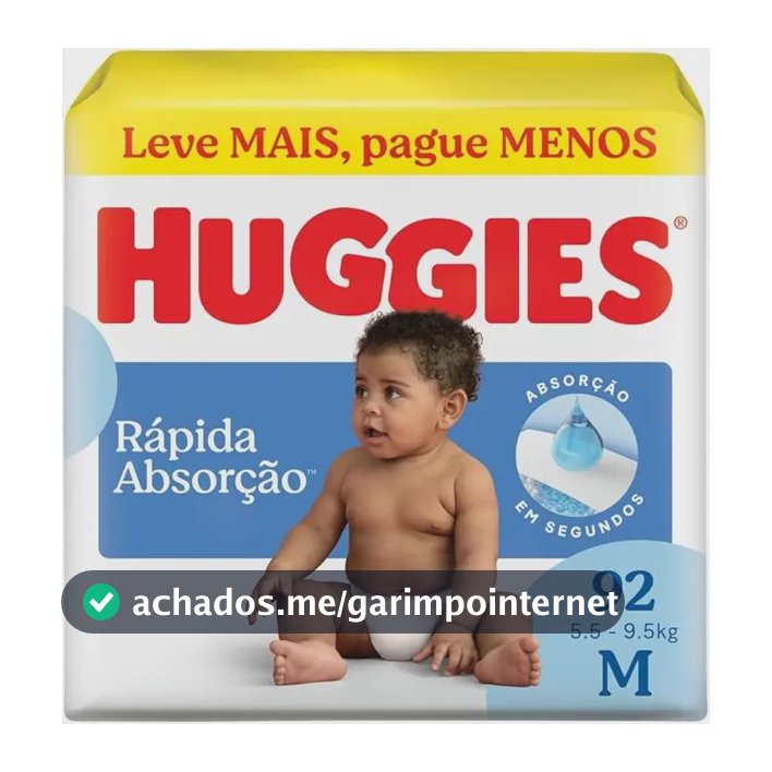 Fralda Huggies Rápida Absorção M - 92 unidades