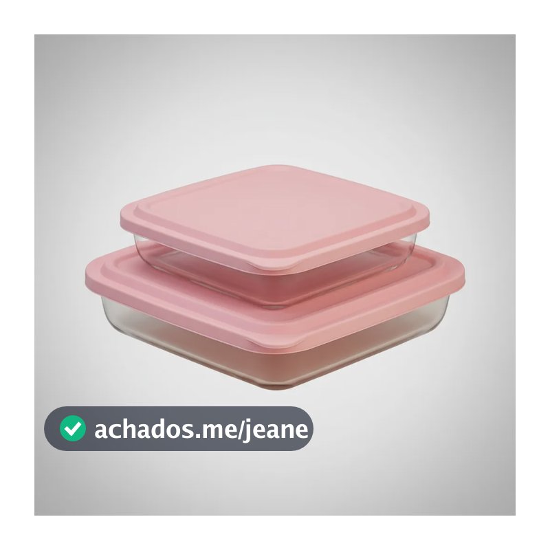 Kit 2 Assadeira Travessa Vidro Forma Marinex Forno Air Fryer Rosa