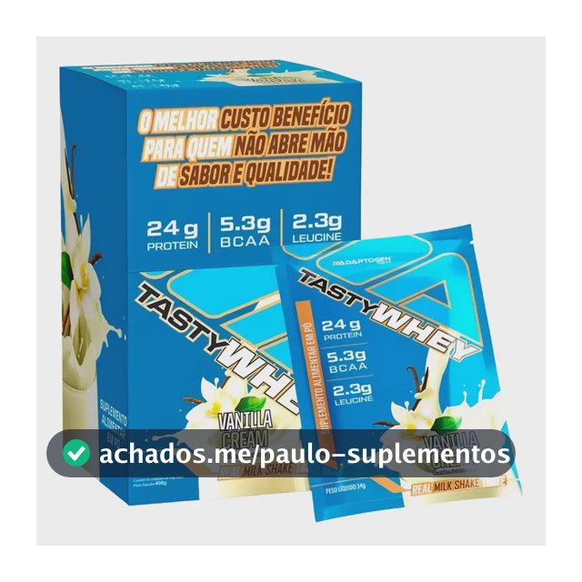 Whey Protein Adaptogen Tasty Whey Creme Baunilha 24g Proteína 12 Sachês