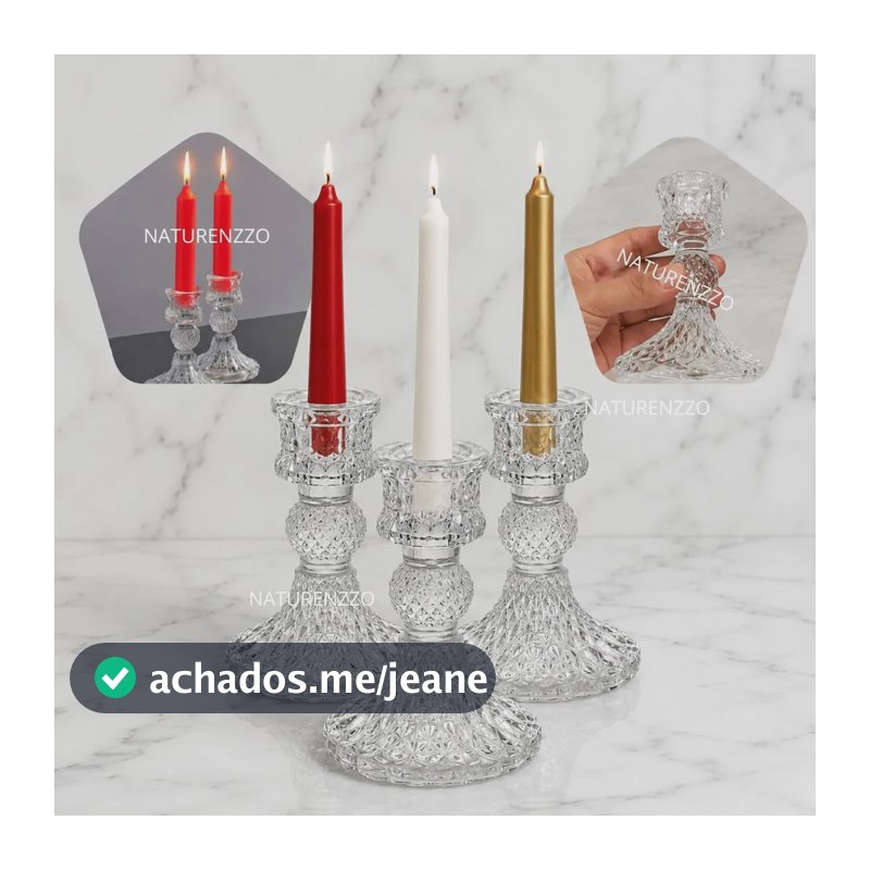 Castiçal De Vidro Candelabro Kit 3 Porta Velas Decorativo Cartiçal Enfeite Mesa Posta Premium Alto Brilho Elegante Naturenzzo Nutrition