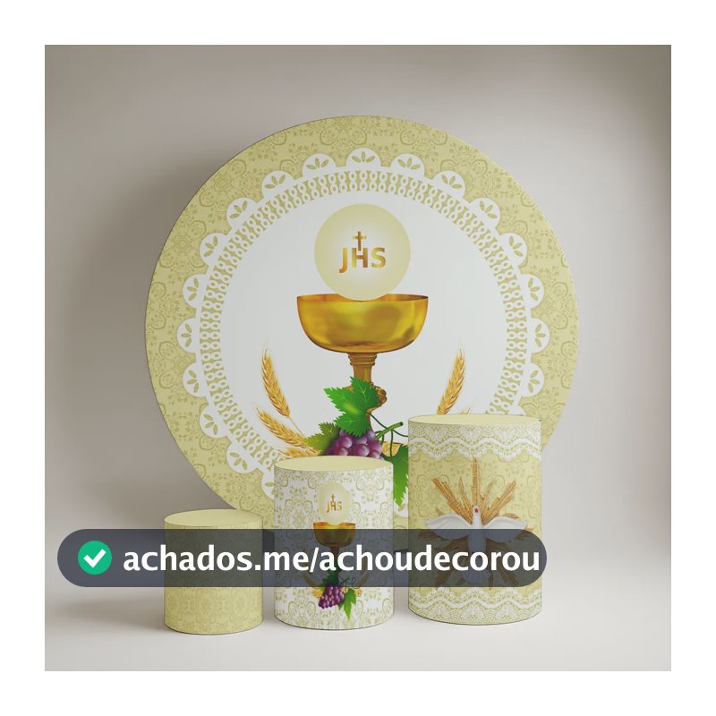 Kit Painel +trio Capas De Cilindros Tema Eucaristia 3