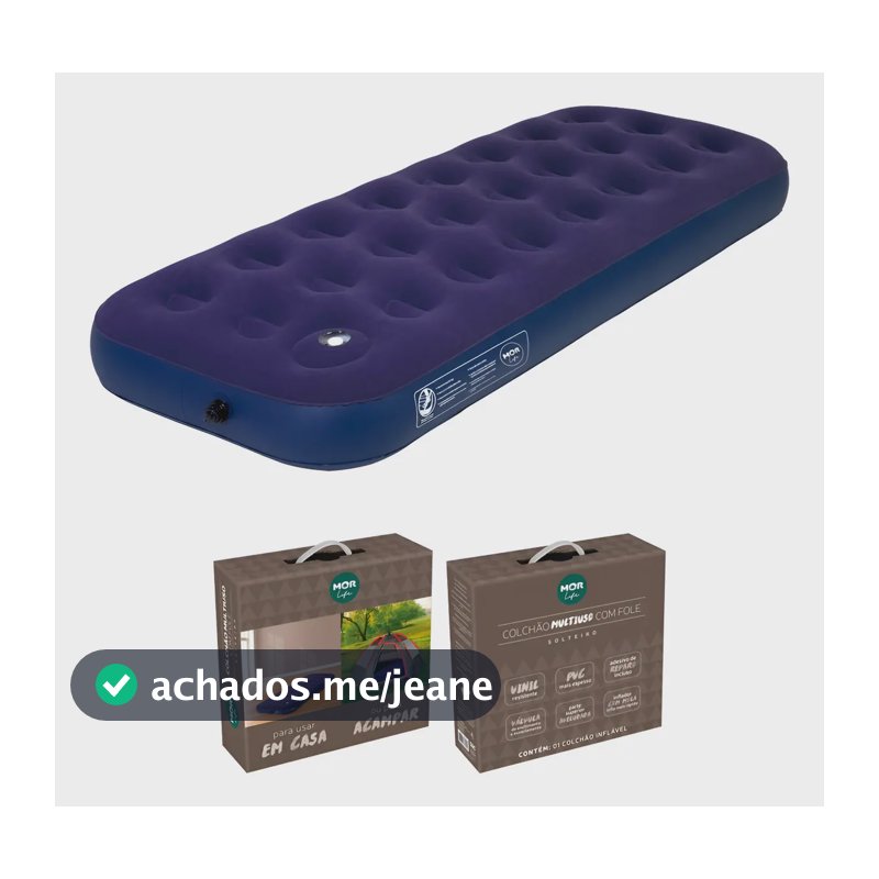 Colchão Inflável Solteiro Mor com Inflador Embutido + Kit Reparo