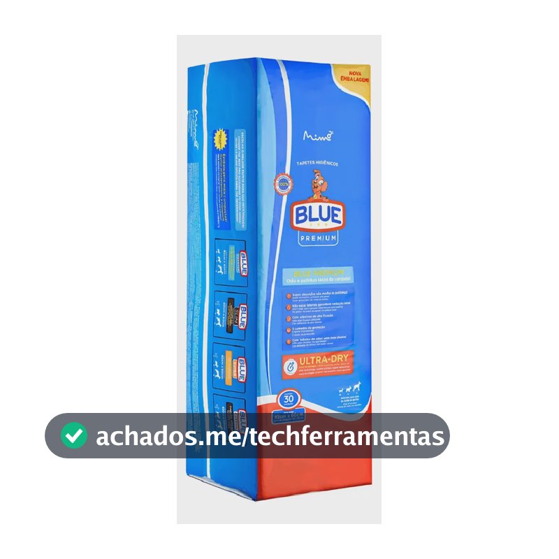 Tapete Higiênico Blue Premium Super Absorvente Para Cães 82x60cm 30 Unidades
