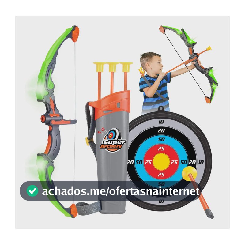 Arco e Flecha Brinquedos Meninos 5-7 Anos Fantasia Ventosa Infantil Led C/alvo Bolsa
