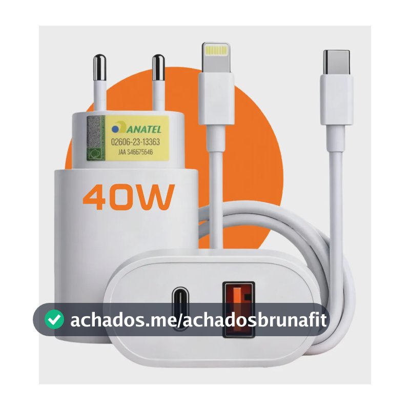 Carregador Turbo 40w Para iPhone 11 12 13 14 Pro Max Usb Branco