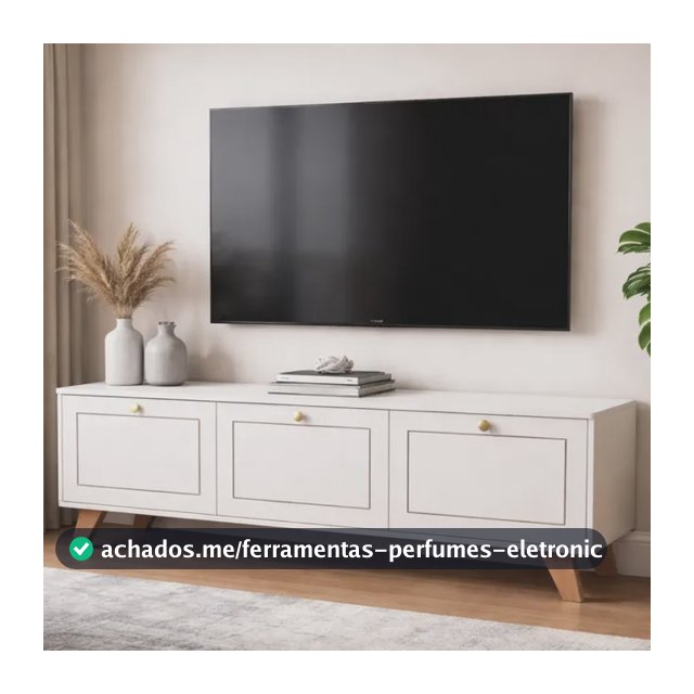 Rack Para Tv Aparador Versate Em Mdf Branco Com 3 Portas Branco
