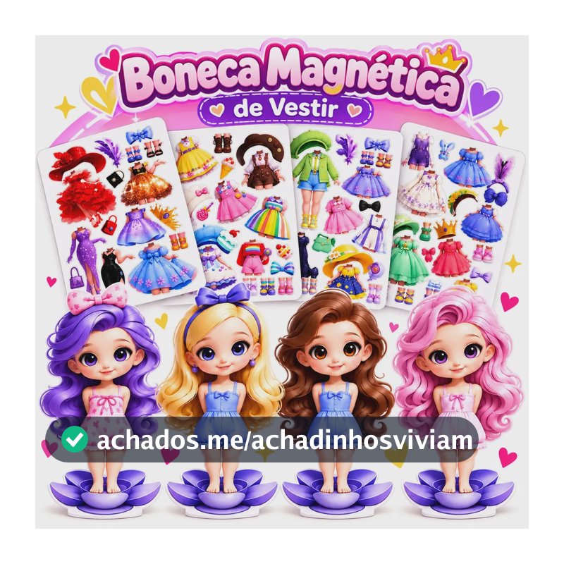 Boneca Magnética de Vestir com Roupas, Sapatos e Acessórios