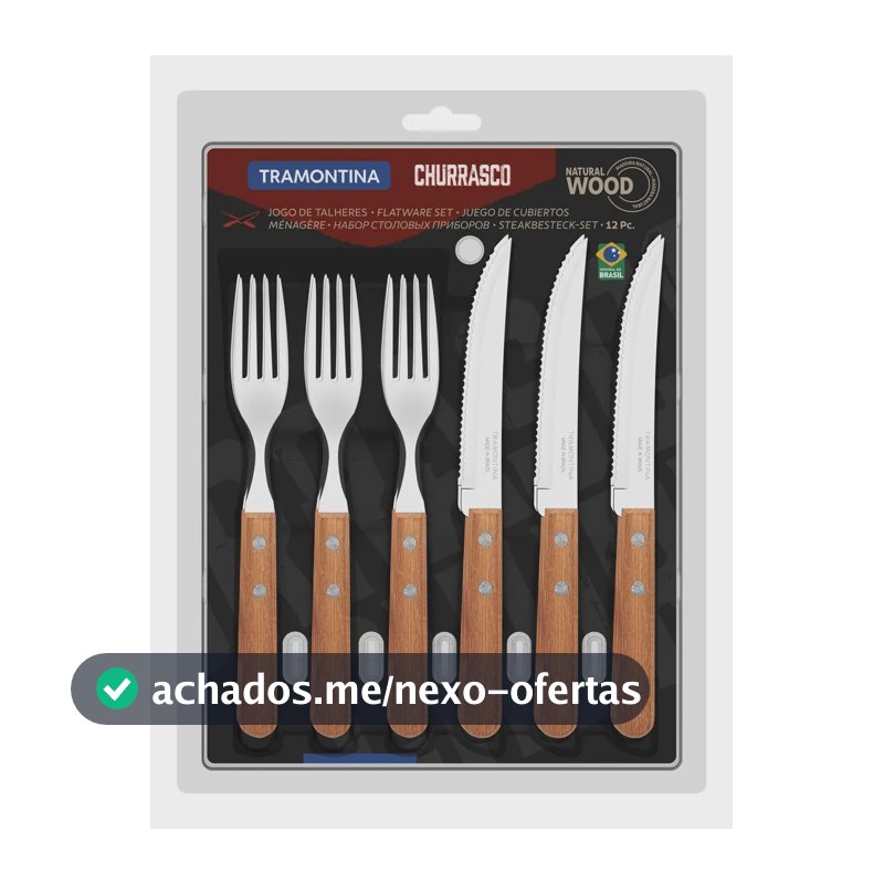Jogo De Talheres Tramontina Aço Inox Madeira 12 Pçs Dynamic