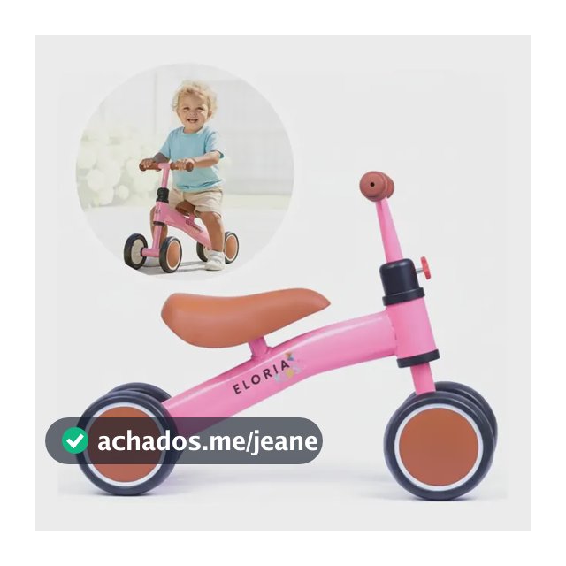 Bicicleta de Equilíbrio Infantil Sem Pedal Rosa 1 Ano+