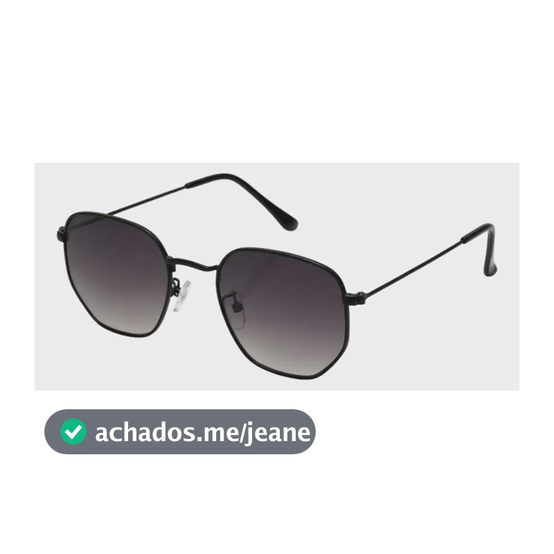 Óculos De Sol Hexagonal Vintage Uv400 Unissex Clássico Preto