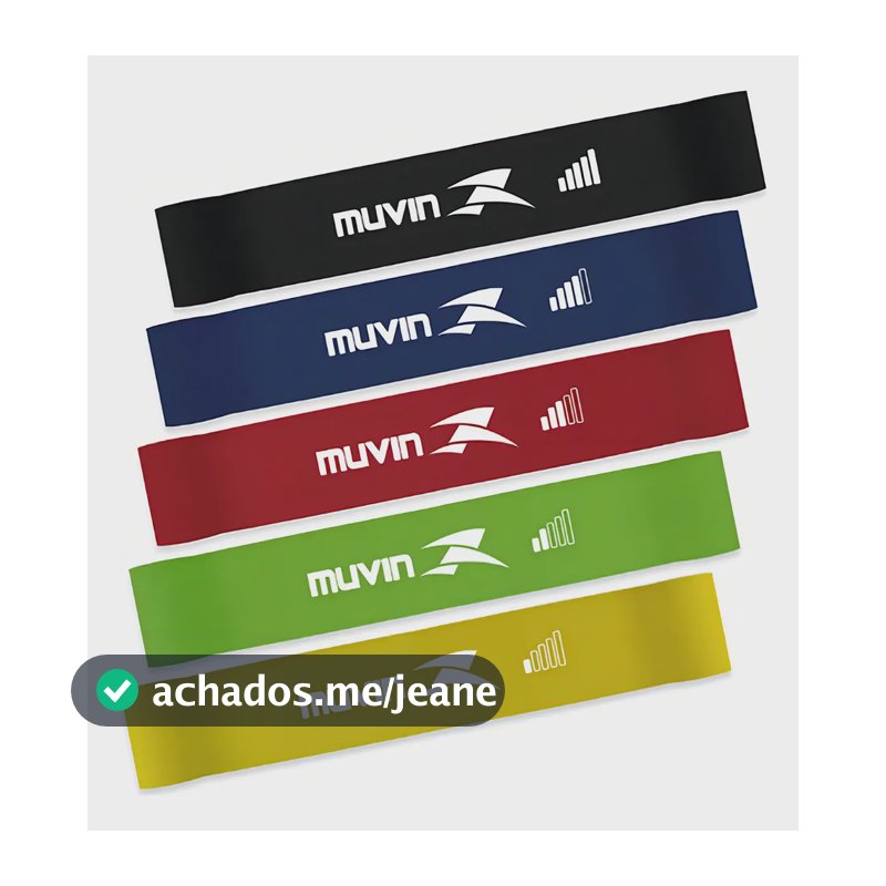 Kit Mini Band Muvin com 5 Faixas Elásticas de 5 Intensidades para Musculação e Funcional