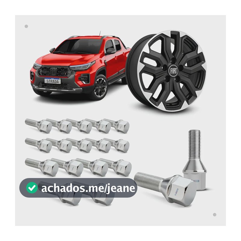Jogo 16 Parafuso Cromado Roda Fiat Uno Strada Palio Punto