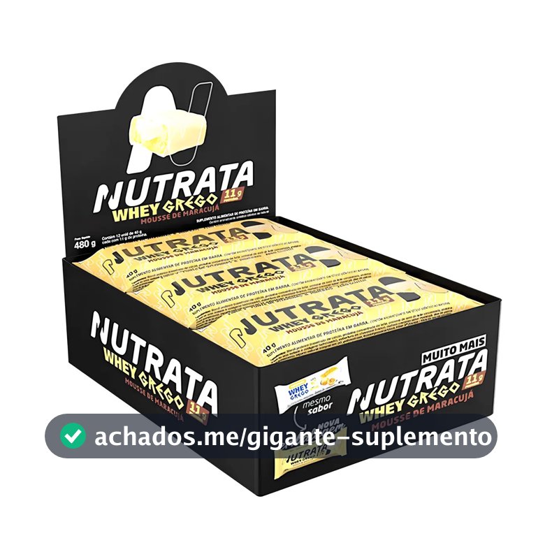 Barra de proteínas Nutrata WHEY Grego 40G sabor Mousse de maracujá x 480g 12 un