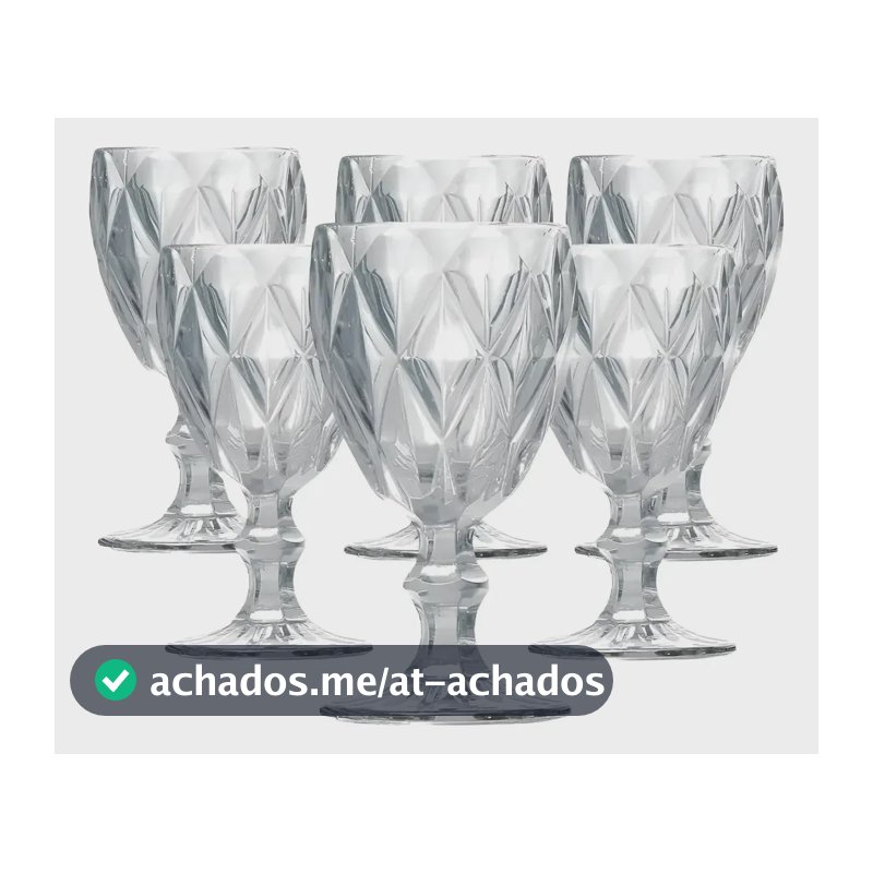 Jogo 6 Taças de Cristal 340ml Diamond Transparente vidro