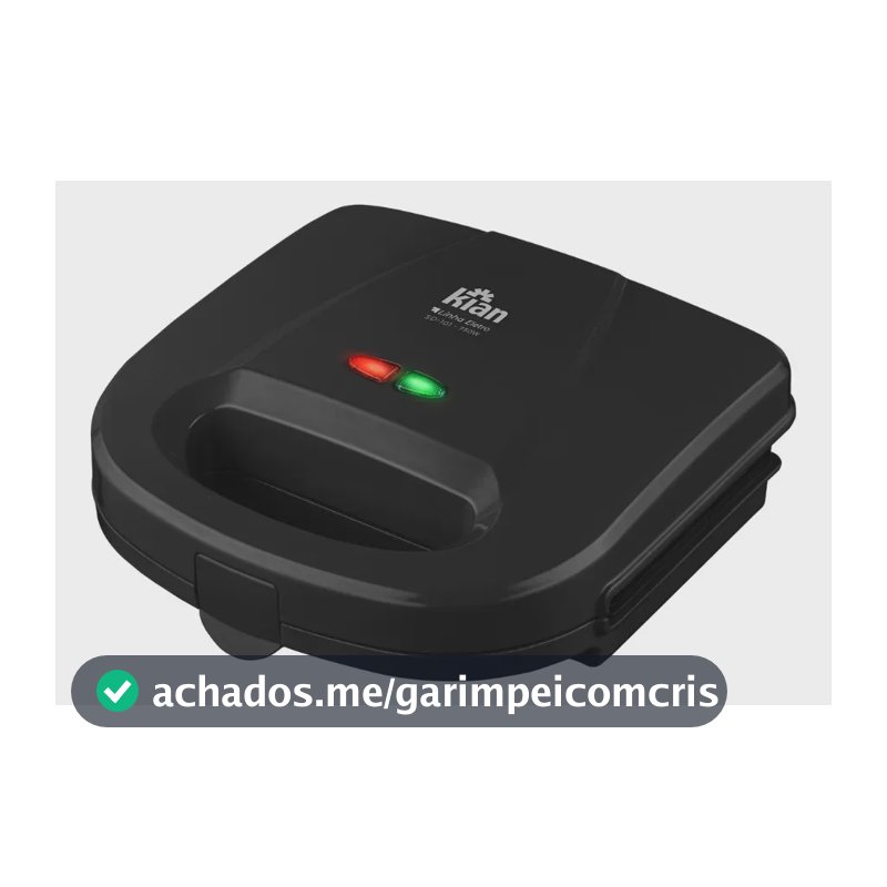 Sanduicheira Grill 2 Em 1 Kian Preta Elétrica 750w Cor Preto,Seu Mixto Quente Ultra Rápido, e Outros Petiscos