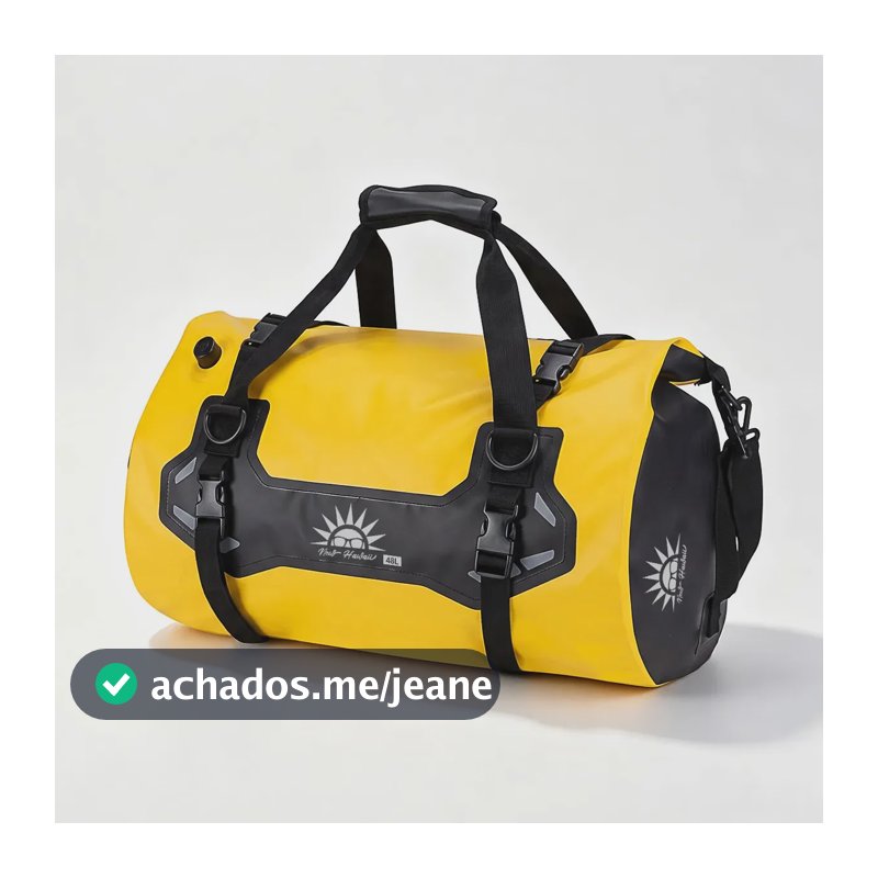 New Hawaii Bolsa Alforje Baú Lateral 48L Para Moto Impermeável Universal 3 em 1: Bolsa de Mão, Mochila e Transversal Amarelo