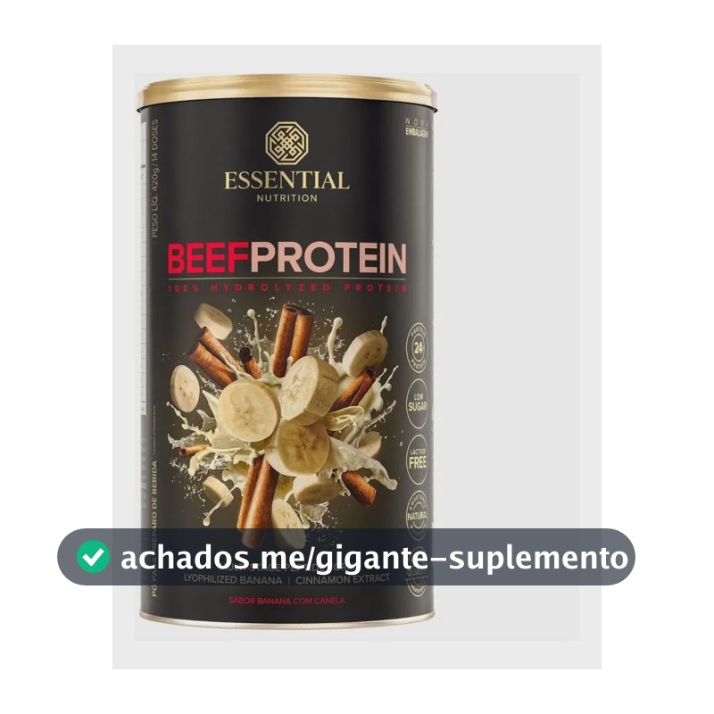 Beef Protein Da Carne 420g Essential Nutrition Banana Com Canela
