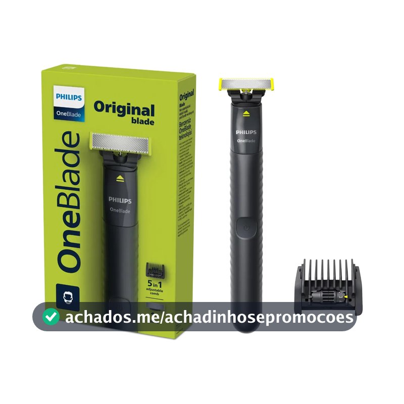 Barbeador e Aparador Elétrico Philips OneBlade com Pente 5 em 1, Sem Fio e À Prova D'Água - QP1425/10
