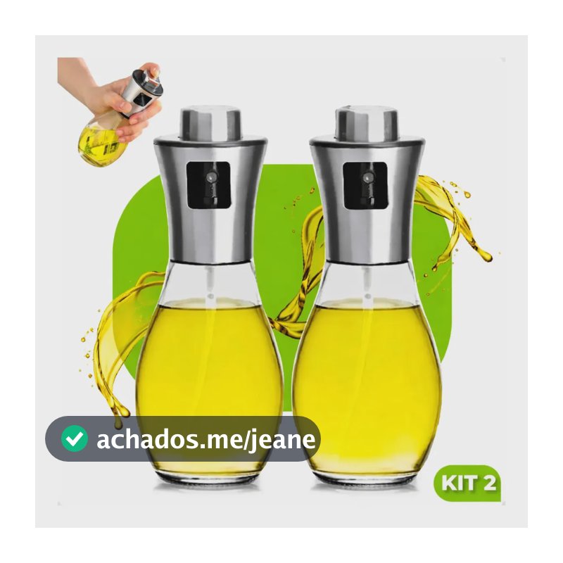 Kit 2 Borrifadores Azeite 220ml Dr Dreams Spray Vidro Prateado