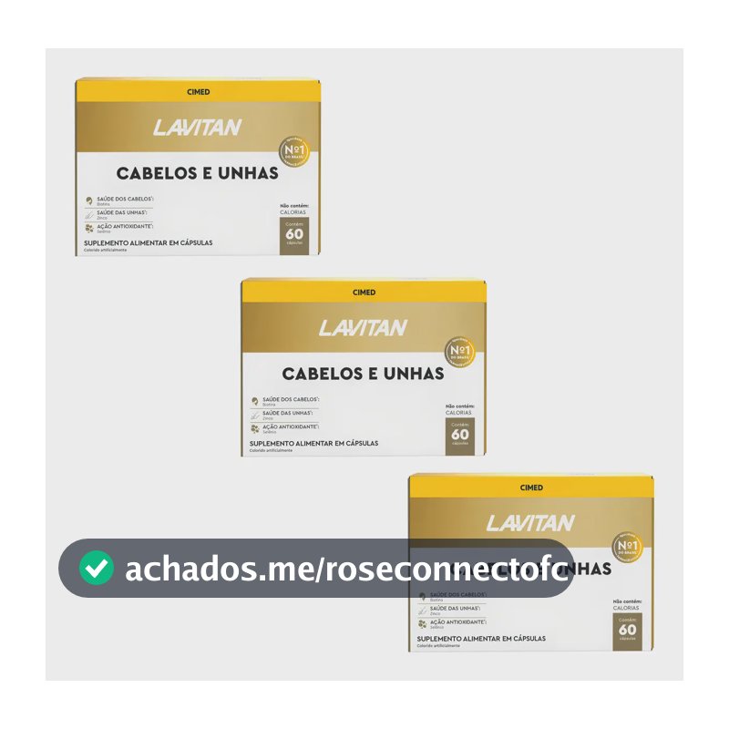 3 Lavitan Suplemento Vitamina Cabelos Unhas 60comp Cimed Sabor Neutro