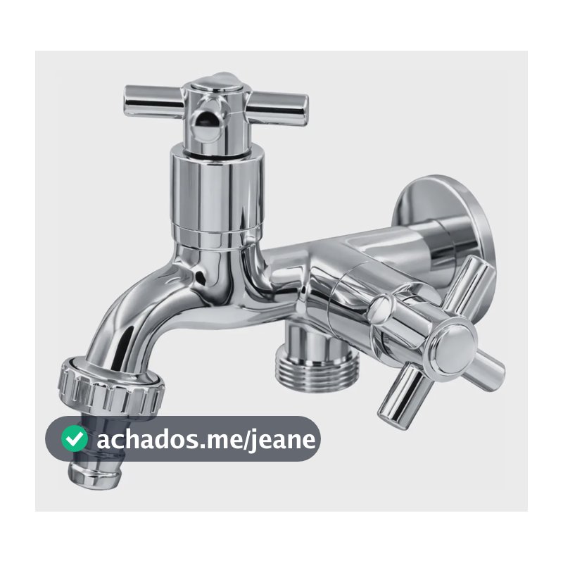Torneira de Parede Dupla para Tanque e Máquina de Lavar em ABS Cromado 1/4 de Volta Ofir Metais