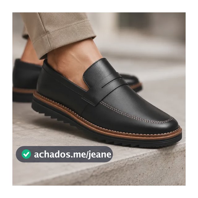Mocassim Masculino Sapato Social Sola Tratorada Casual Preto Liso 40 Br