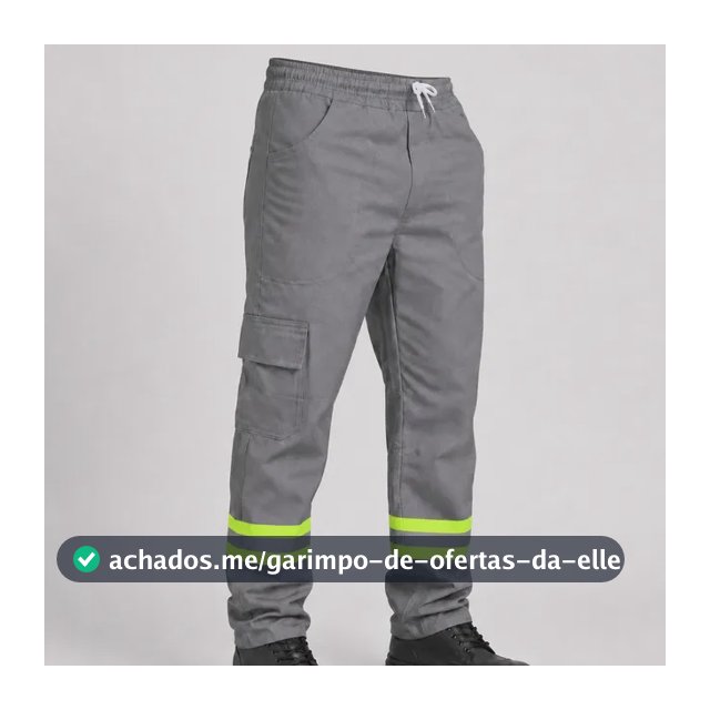 Calça Uniforme Trabalho Brim Pesado Com Faixa Refletiva