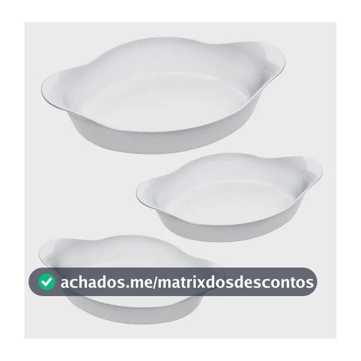 Marinex Conjunto de Assadeiras Oval Opaline 3 Peças Branco