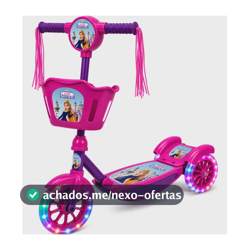 Patinete 3 Rodas Infantil Musical Com Luzes E Cesta
