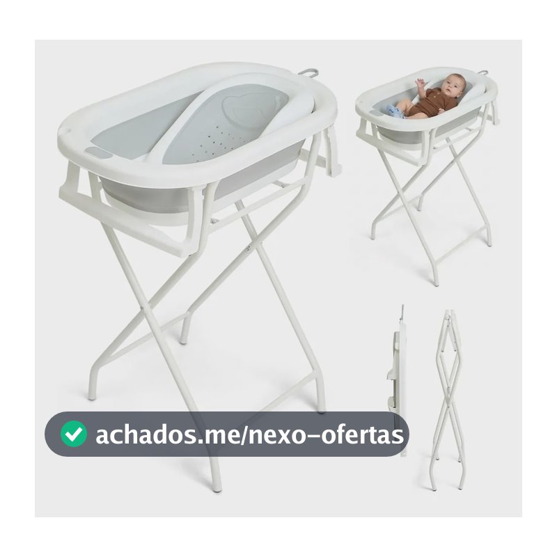 Banheira De Bebê Com Suporte Dobrável 45 Litros Kit Pipdip Cor Cinza Lisa