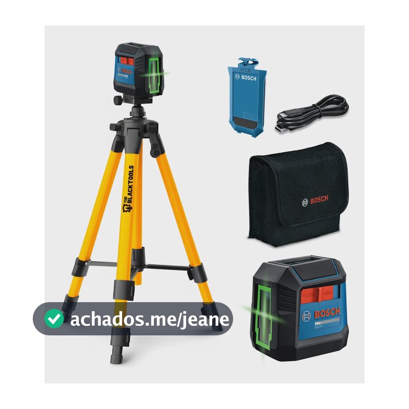 Kit Bosch Nível A Laser Verde Esquadro + Tripé Nível Laser