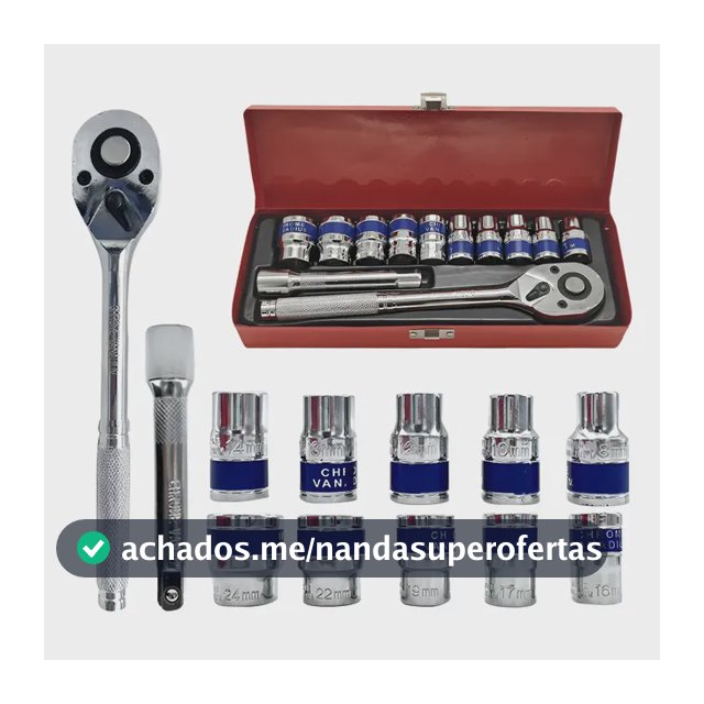 Jogo Kit Soquetes Sextavado 8mm A 24mm 1/2 Catraca 12 Peças Vermelho