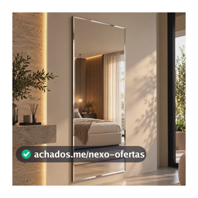 Espelho Mirano Paris 100x40cm Bisote Design Lapidado Moderno Suporte