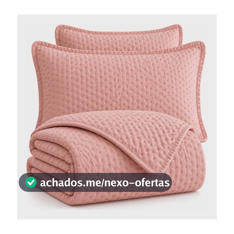 Colcha Cobre Leito Queen Rozac 3 Peças Elegante Confortável Bordô