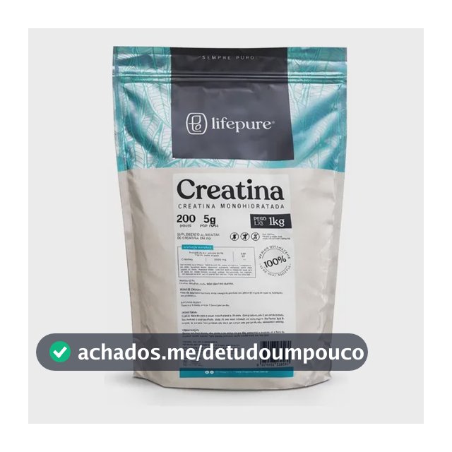 Creatina Monohidratada Em Pó Lifepure 1kg Sem Sabor Sem Sabor