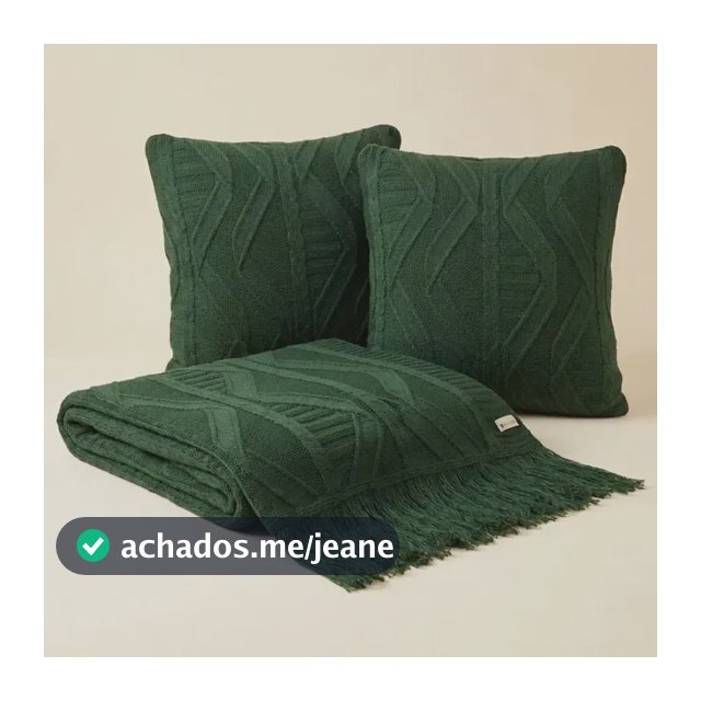 Kit Manta Para Sofá Sala Decorativa Com 2 Capa De Almofada Cor Oliva