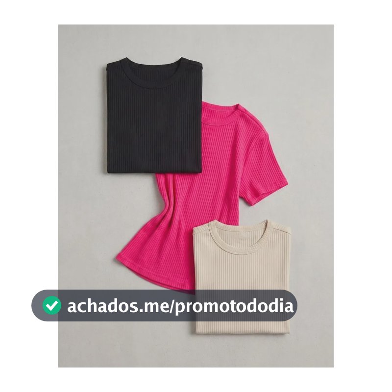 Kit 3 Camisetas Baby Tee De Ribana Feminino Balse
