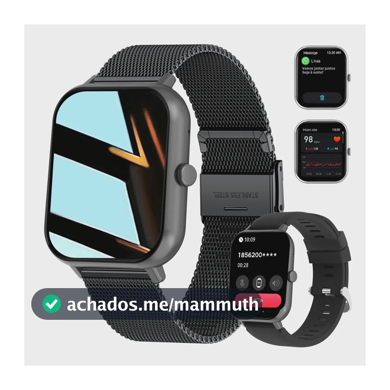 Relógio Inteligente Smartwatch Mulher Esporte Bluetooth 1.83 Preto