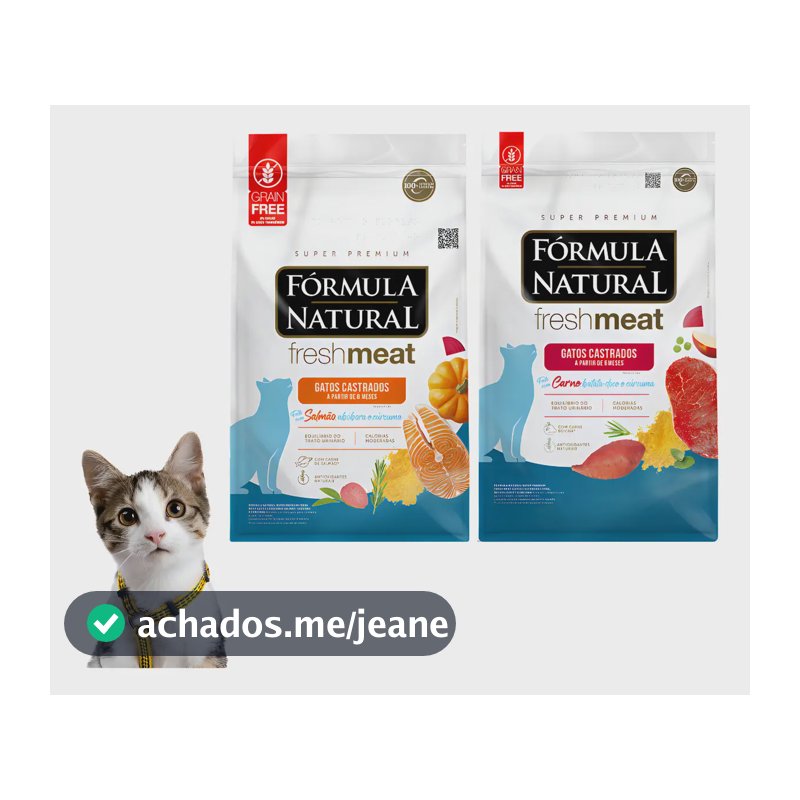 Kit Formula Natural Fresh Meat Gatos Castrado Carne E Salmão