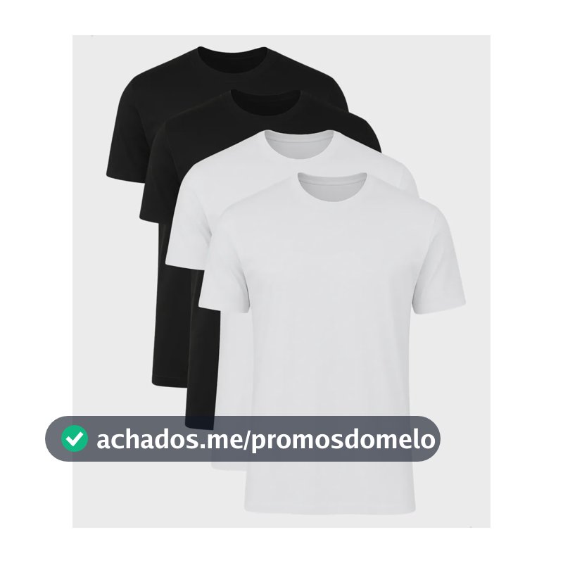 Kit 4 Camisetas Masculinas Básica Lisa 100% Algodão Branco/preto G