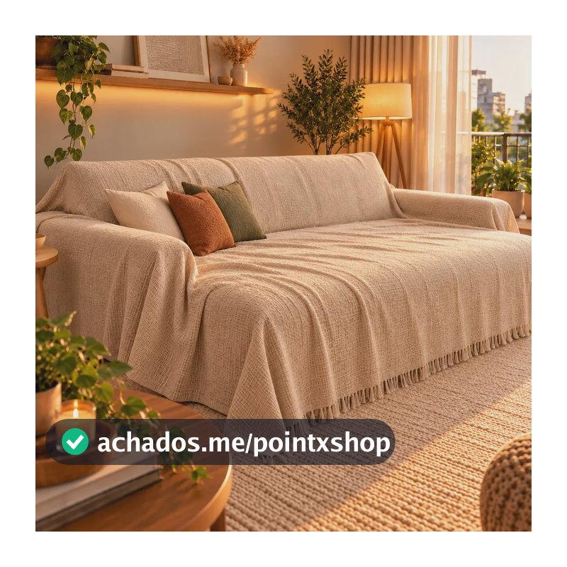 Manta Para Sofá Gigante 180x240 Decorativa Tipo Capa De Sofá Areia Liso