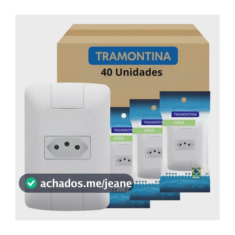 Kit 40 Tomadas Simples 2p+t 10a 4x2 Embutir Aria Tramontina Branco