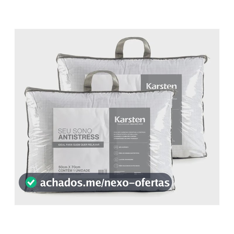 Karsten Kit 2 Peças Travesseiro Seu Sono Revigorante Suporte firme Percal 180 Fios