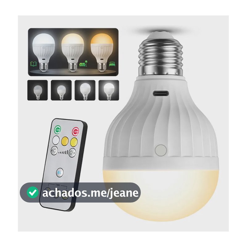 Lâmpada De Emergência Led Recarregável E27 2600mah Bivolt Branco 85-265