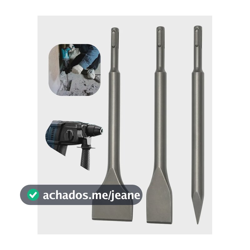 Kit Sds Plus Martelete Ponteiro E Talhadeiras Jogo 3 Peças 20mm E 40mm Profissional
