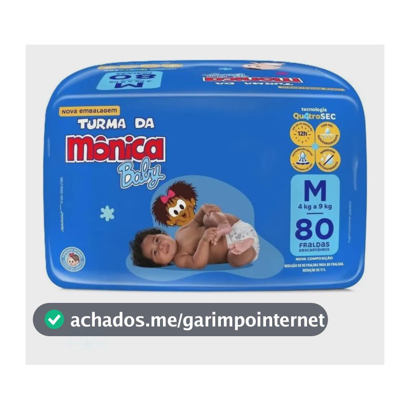 Fralda Descartável Turma Da Mônica Giga M 80 Quatrosec Médio (m) Sem Gênero